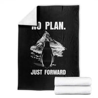 Nihilist Penguin Hiking Meme Throw Blanket No Plan Just Forward