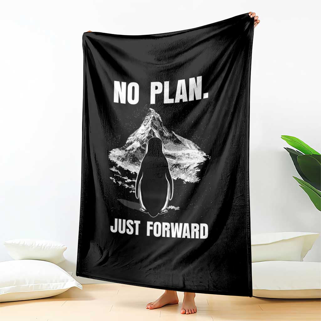 Nihilist Penguin Hiking Meme Throw Blanket No Plan Just Forward