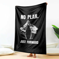 Nihilist Penguin Hiking Meme Throw Blanket No Plan Just Forward