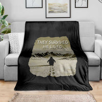 Nihilist Penguin Hiking Meme Throw Blanket They Survived He Lived