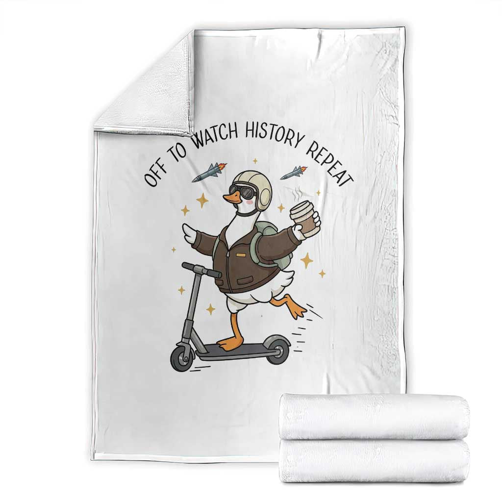 Funny Goose Support Freedom Meme Throw Blanket Off To Watch History Repart