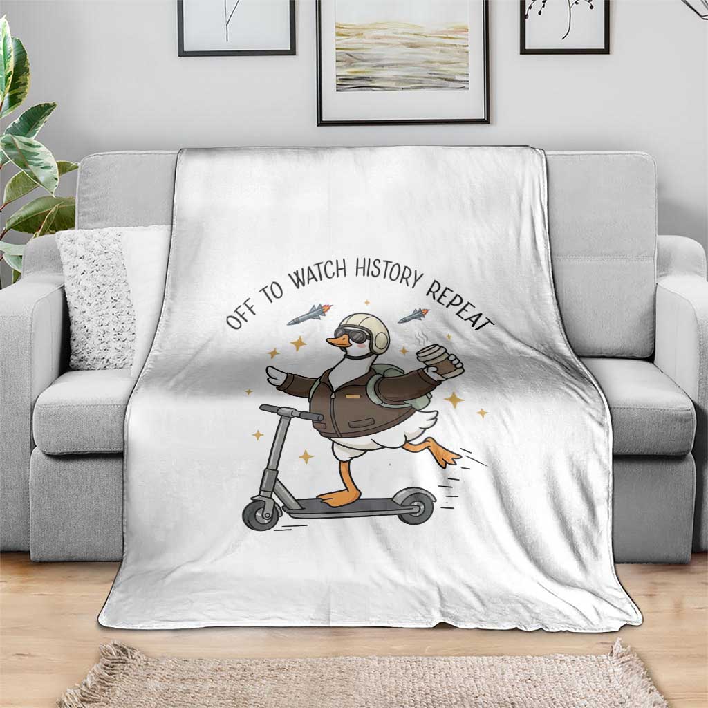 Funny Goose Support Freedom Meme Throw Blanket Off To Watch History Repart