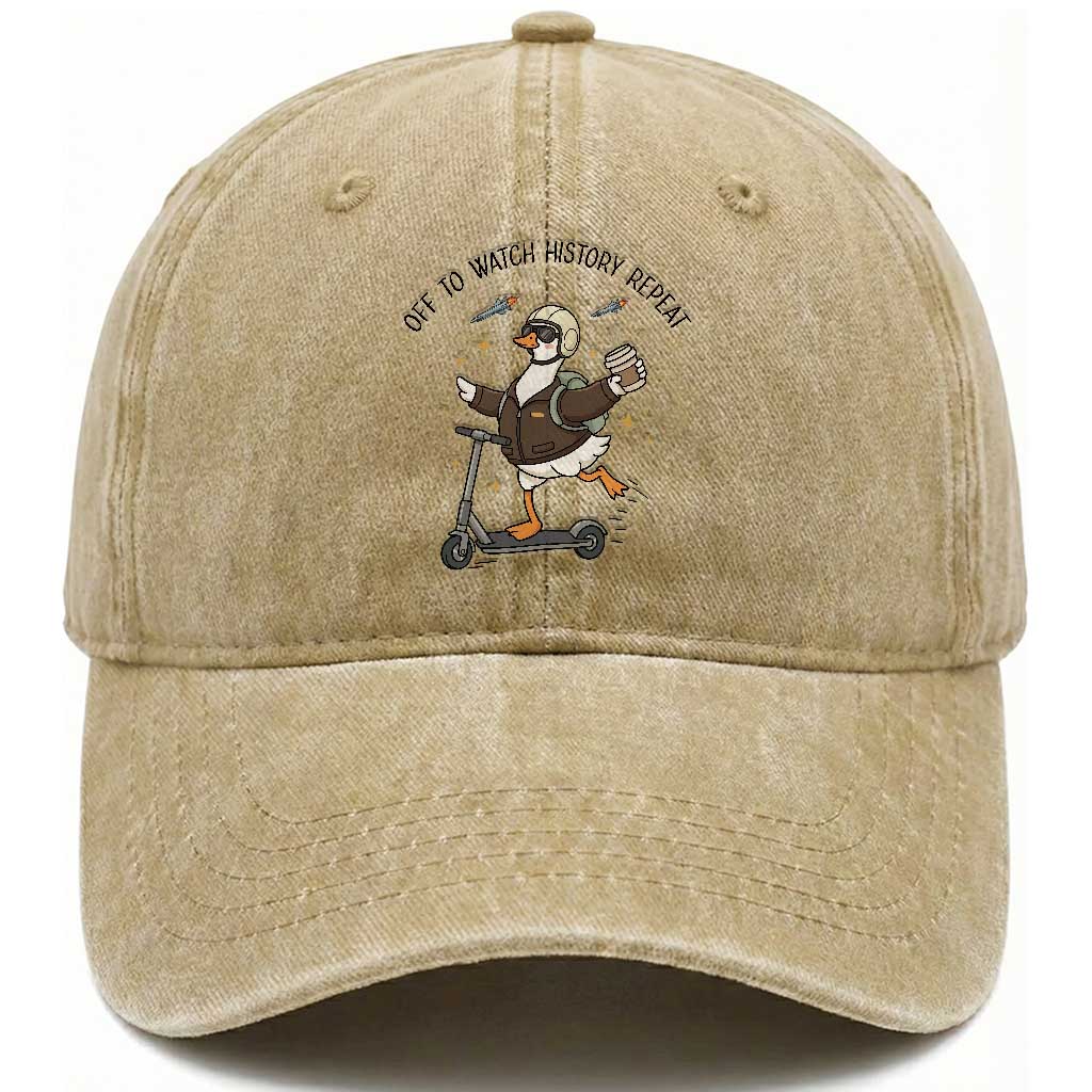 Funny Goose Support Freedom Meme Washed Cotton Baseball Cap Off To Watch History Repart