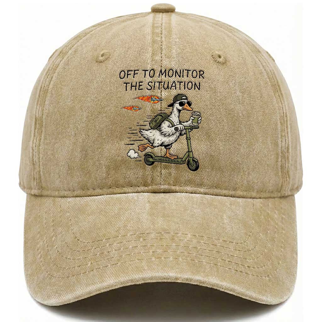 Funny Goose Support Freedom Meme Washed Cotton Baseball Cap Off To Monitor The Situation