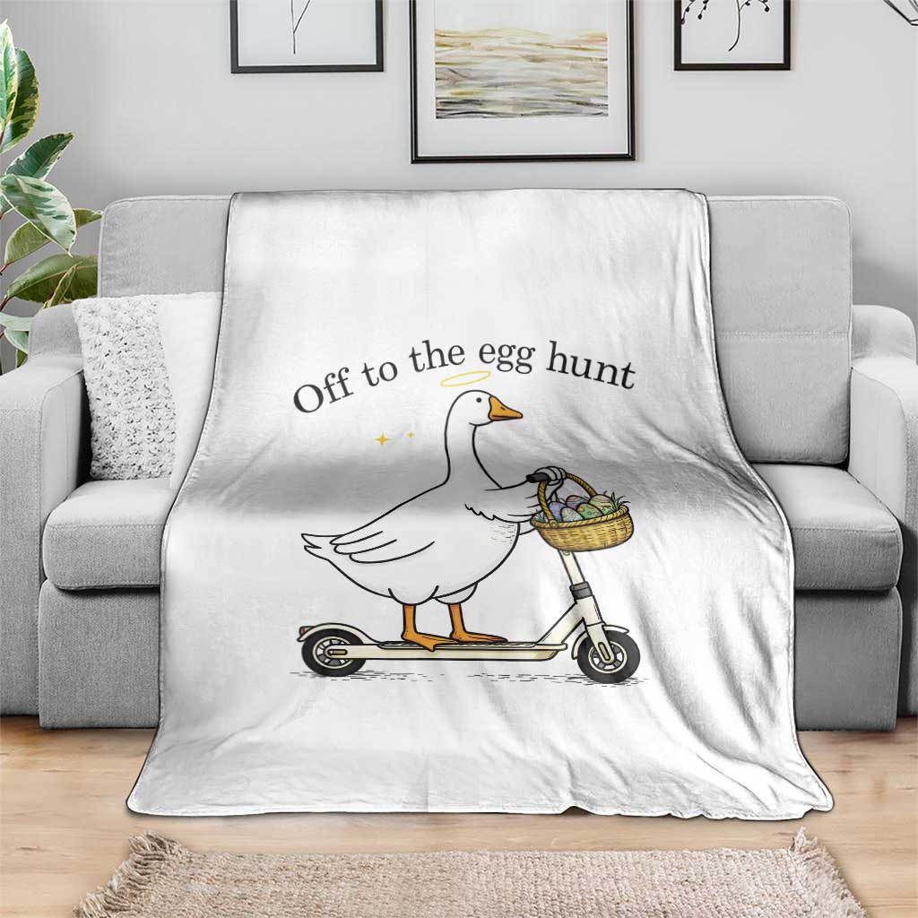 Off To The Egg Hunt Throw Blanket Funny Easter Goose