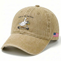 Off To The Egg Hunt Washed Cotton Baseball Cap Funny Easter Goose