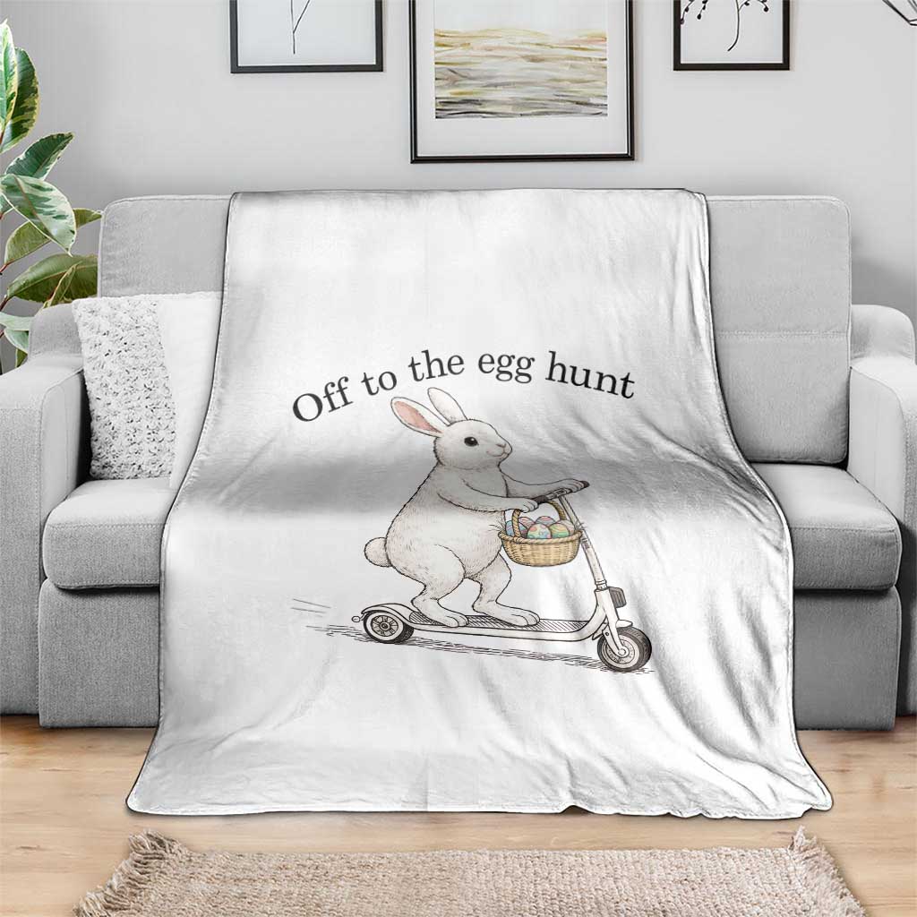 Off To The Egg Hunt Throw Blanket Funny Easter Bunny