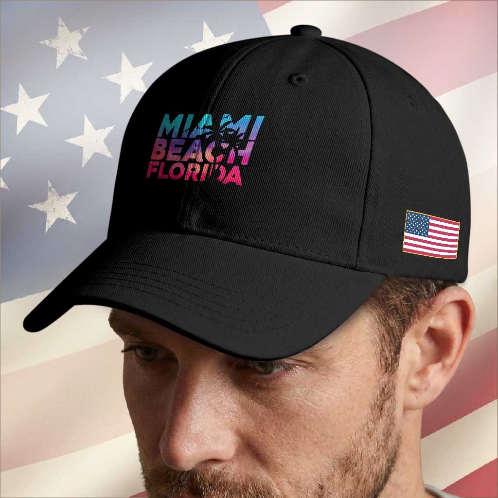 Miami Beach Florida Proud Baseball Cap Floridian Retro Palms Trees