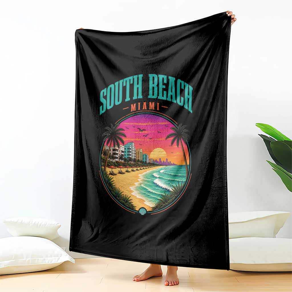 South Beach Miami Throw Blanket Retro Florida USA Souvenir Gift
