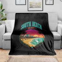 South Beach Miami Throw Blanket Retro Florida USA Souvenir Gift