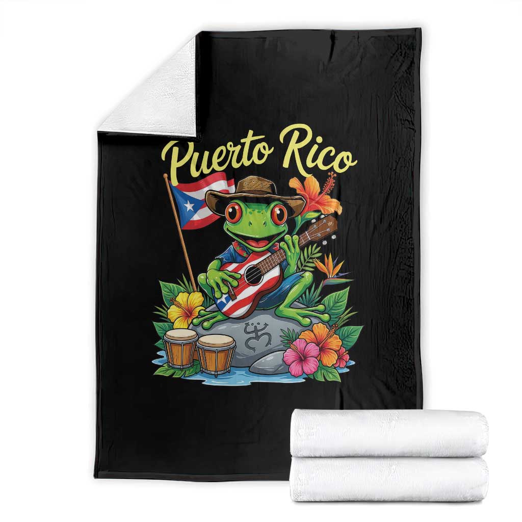 Hispanic Heritage Month Throw Blanket Taino Boricua Coqui Frog Puerto Rico
