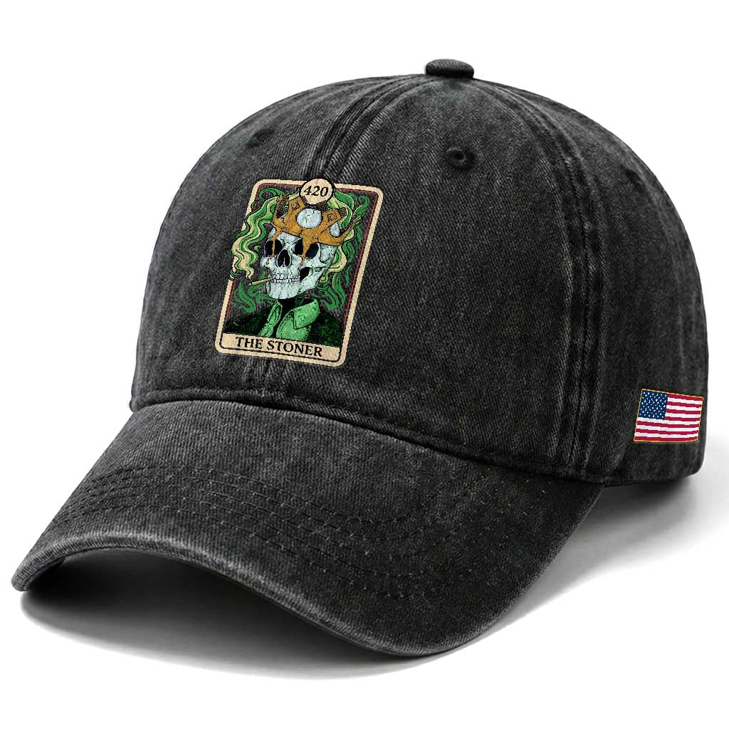 Skeleton Smokes Washed Cotton Baseball Cap The Stoner Weed Lover Cannabis 420