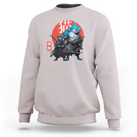 Samurai Cat Shark Sweatshirt Retro Japanese Animal Warrior Art - Wonder Print Shop