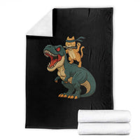 Ninja Cat Riding Dinosaur Throw Blanket - Wonder Print Shop