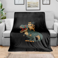 Ninja Cat Riding Dinosaur Throw Blanket - Wonder Print Shop