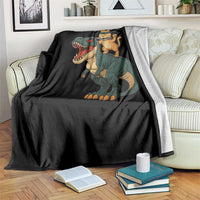 Ninja Cat Riding Dinosaur Throw Blanket - Wonder Print Shop