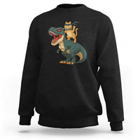 Ninja Cat Riding Dinosaur Sweatshirt - Wonder Print Shop