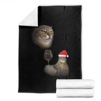 Funny Cat Christmas Throw Blanket Cats Drinking Wine Oddly Specific Meme - Wonder Print Shop