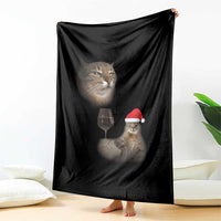 Funny Cat Christmas Throw Blanket Cats Drinking Wine Oddly Specific Meme - Wonder Print Shop