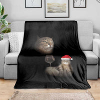 Funny Cat Christmas Throw Blanket Cats Drinking Wine Oddly Specific Meme - Wonder Print Shop