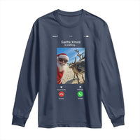 Santa Christmas Meme Long Sleeve Shirt Reindeer Video Call - Wonder Print Shop