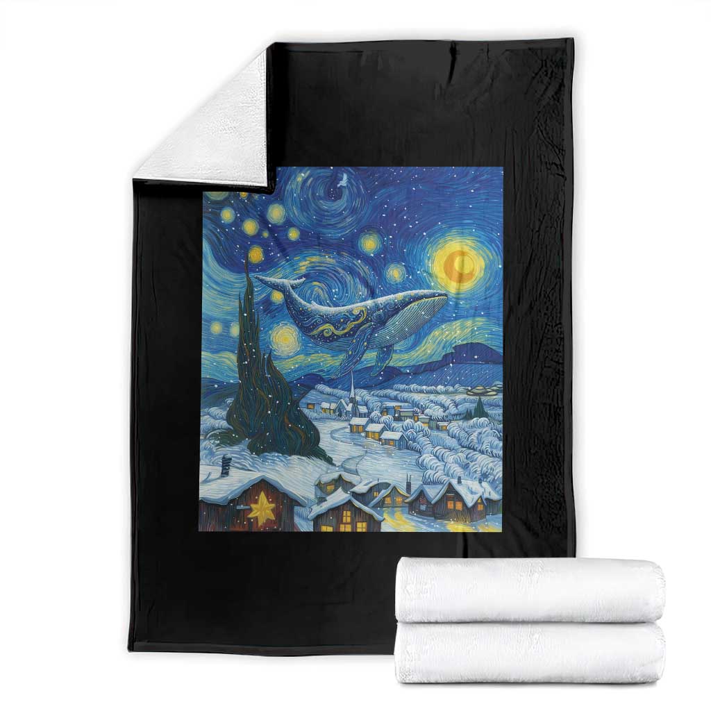 Whale Christmas Throw Blanket Stary Night Van Gogh Christmas - Wonder Print Shop