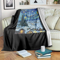 Whale Christmas Throw Blanket Stary Night Van Gogh Christmas - Wonder Print Shop