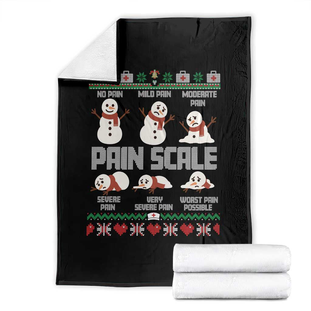 Pain Scale Snowman Throw Blanket Funny ICU Nurse Christmas - Wonder Print Shop