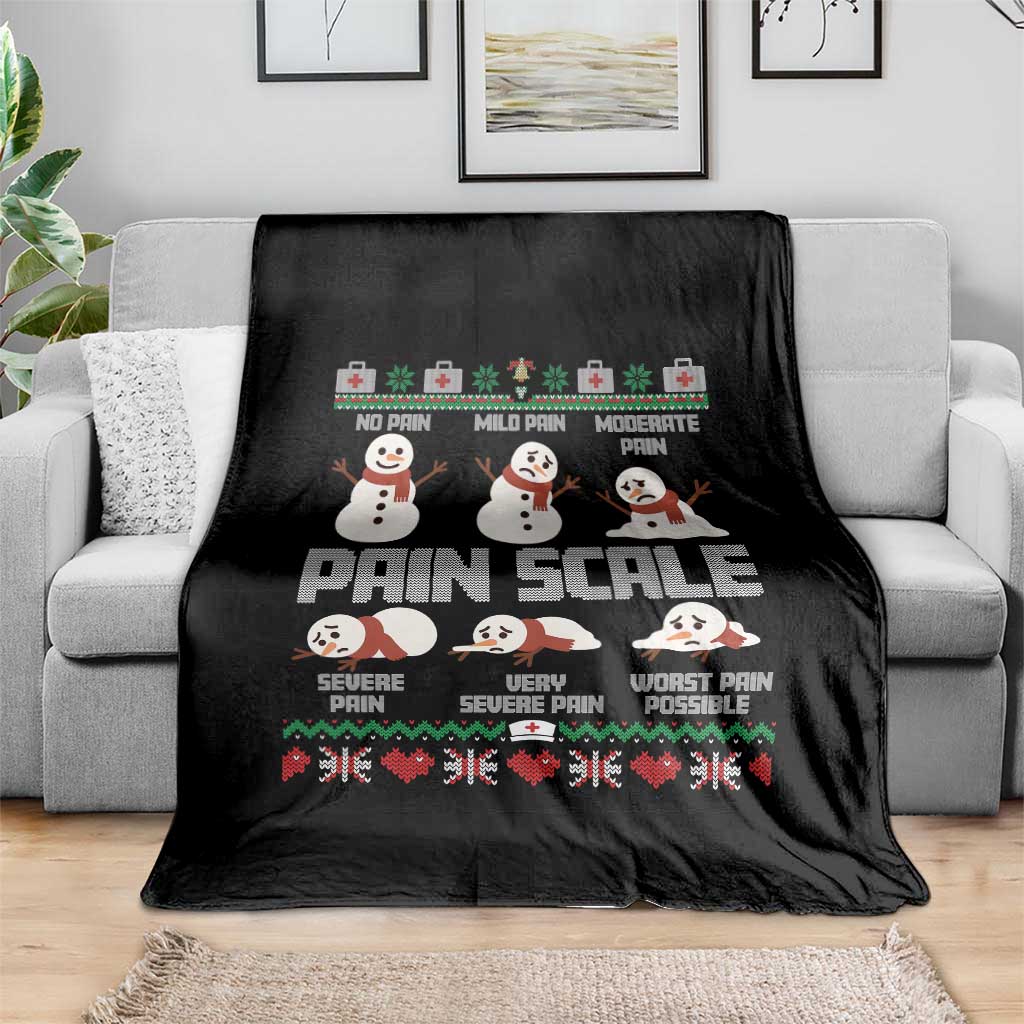 Pain Scale Snowman Throw Blanket Funny ICU Nurse Christmas - Wonder Print Shop