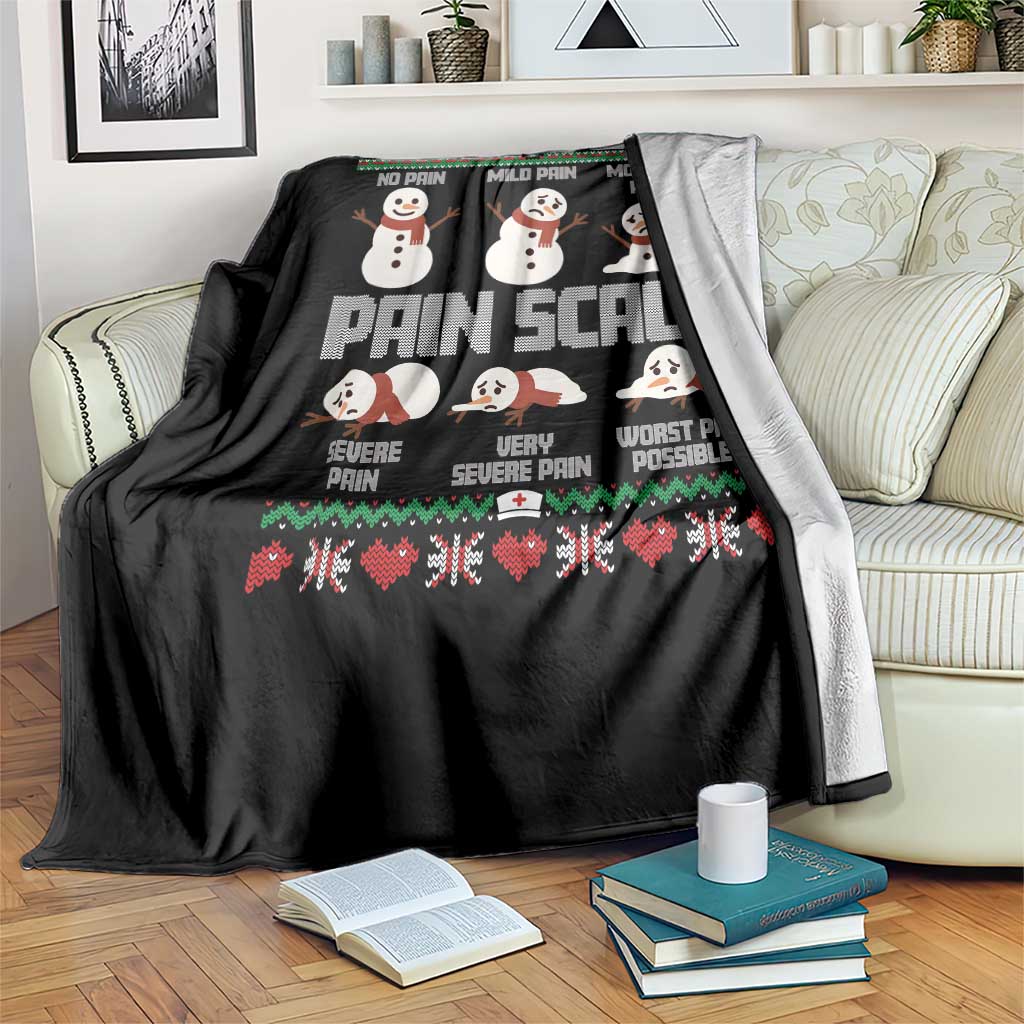 Pain Scale Snowman Throw Blanket Funny ICU Nurse Christmas - Wonder Print Shop