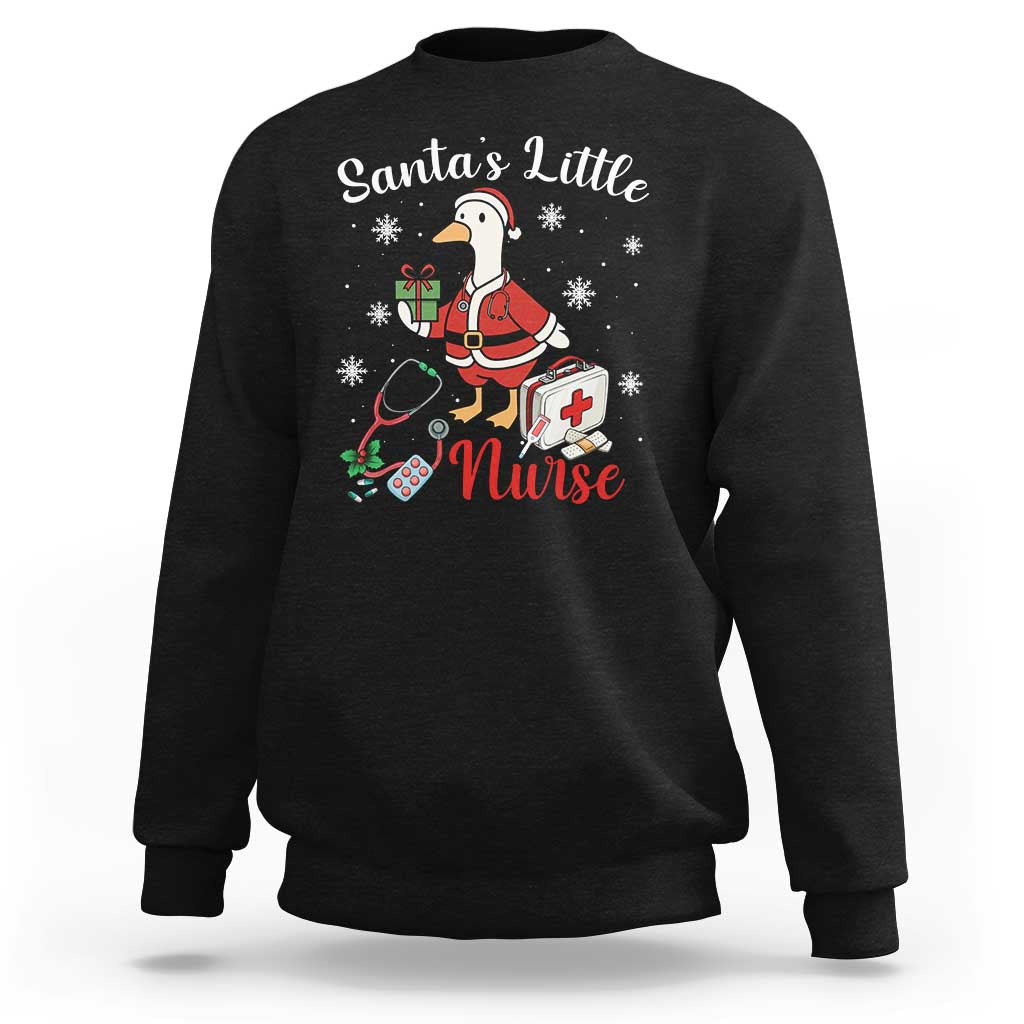 Christmas Goose Nurse Sweatshirt Santa Little Nurse - Wonder Print Shop
