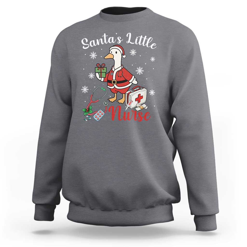 Christmas Goose Nurse Sweatshirt Santa Little Nurse - Wonder Print Shop
