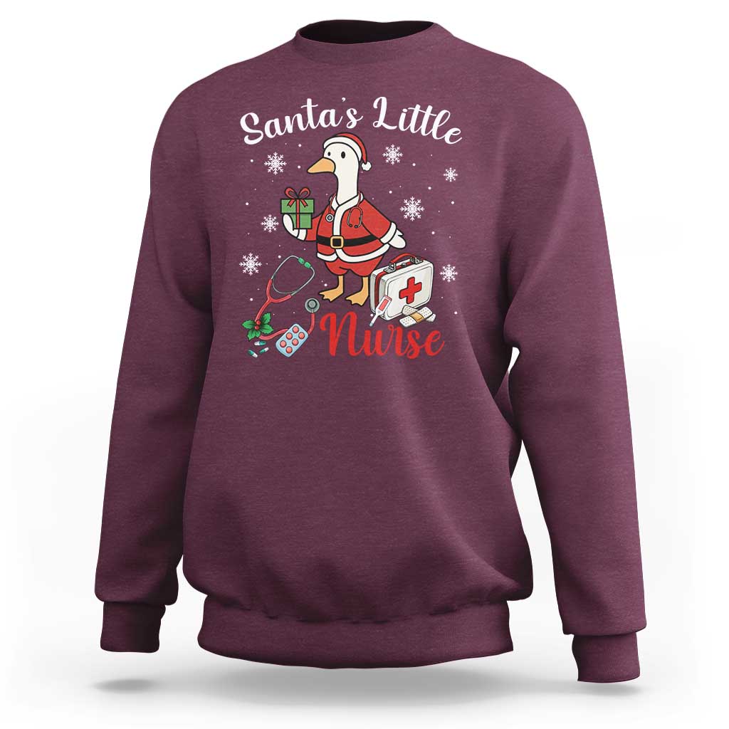 Christmas Goose Nurse Sweatshirt Santa Little Nurse - Wonder Print Shop