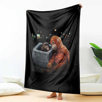 Punch Mokey Throw Blanket Viral Trend Baby Monkey Streets Meme