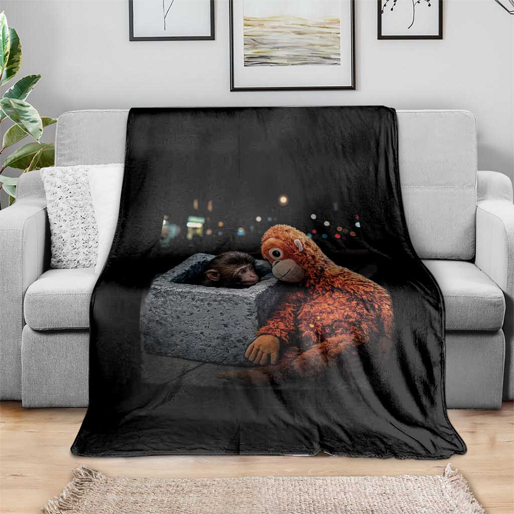 Punch Mokey Throw Blanket Viral Trend Baby Monkey Streets Meme