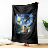 Punch Mokey Throw Blanket Viral Baby Monkey Starry Night Van Gogh