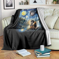 Punch Mokey Throw Blanket Viral Baby Monkey Starry Night Van Gogh