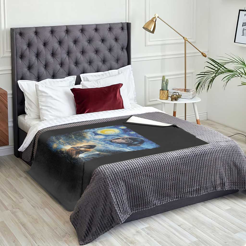Punch Mokey Throw Blanket Viral Baby Monkey Starry Night Van Gogh