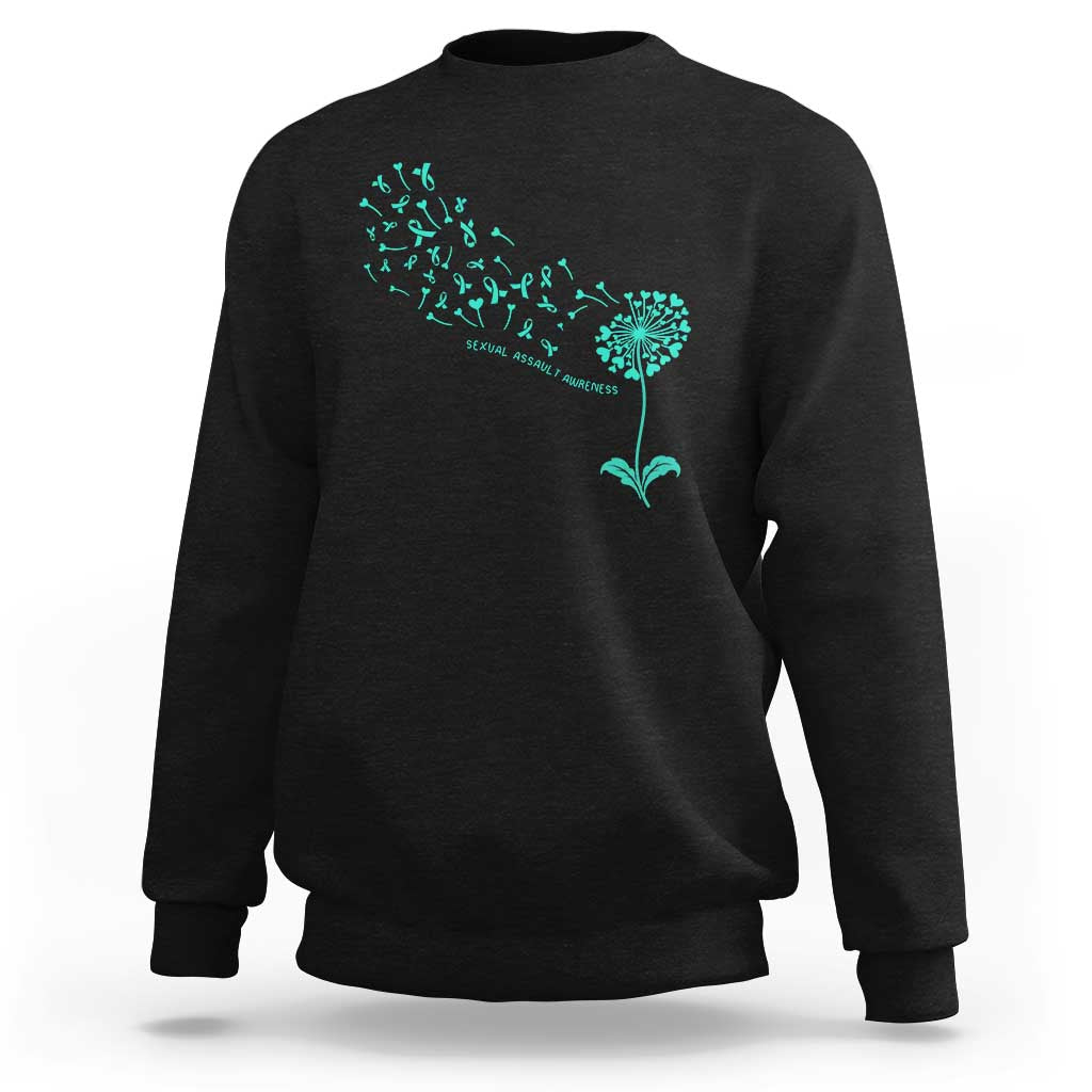 Sexual Assault Awareness Sweatshirt Teal Dandelion Ribbons