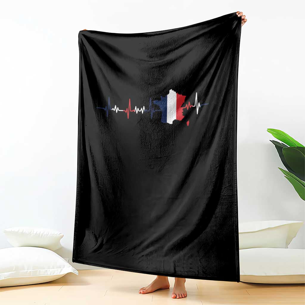 France Heartbeat EKG French Flag Map Throw Blanket