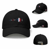 France Heartbeat EKG French Flag Map Baseball Cap