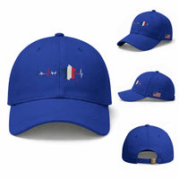 France Heartbeat EKG French Flag Map Baseball Cap