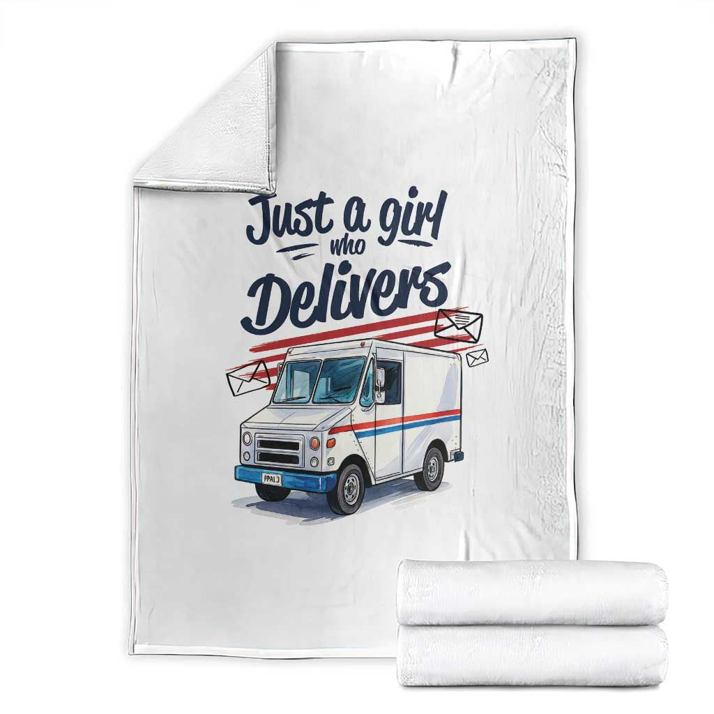 Funny Postal Worker Throw Blanket Just A Girl Who Delivers - Wonder Print Shop