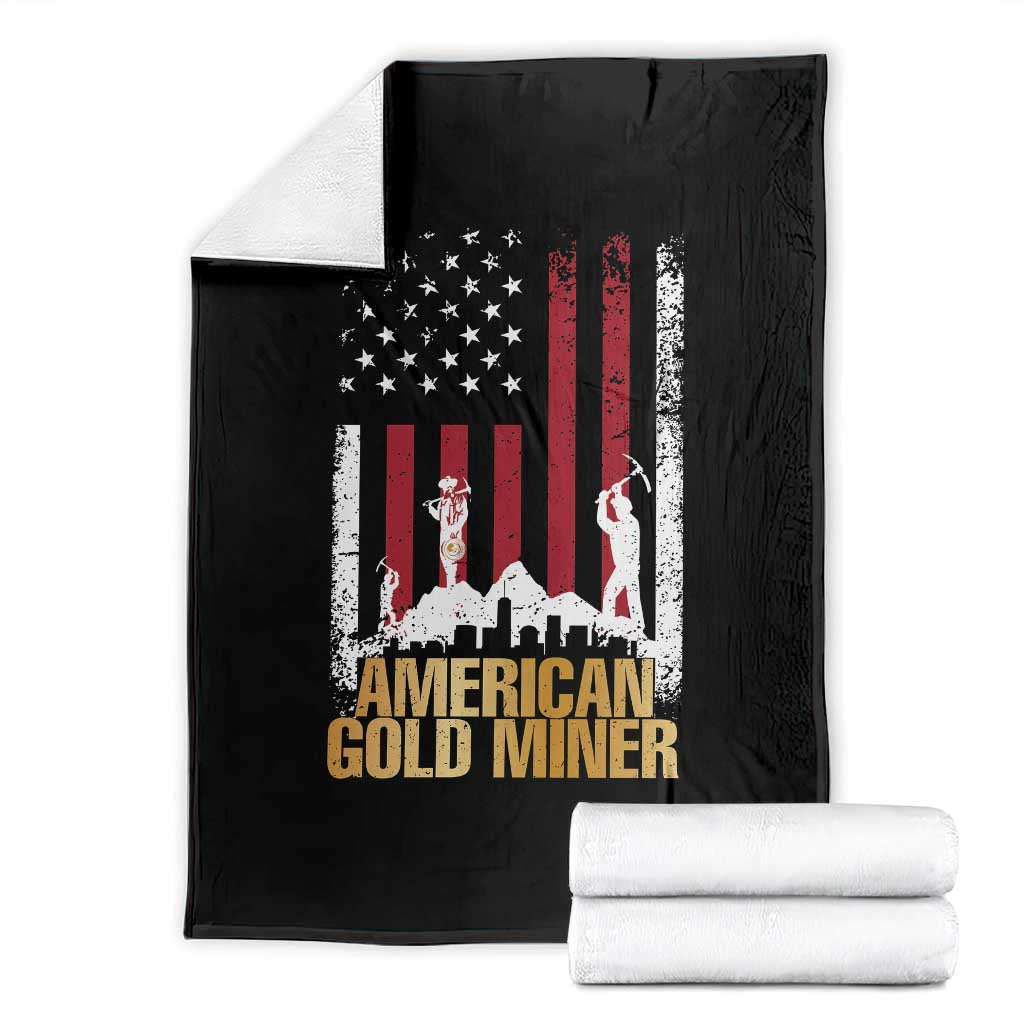 Gold Miner Patriotic American Flag Throw Blanket - Wonder Print Shop