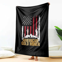 Gold Miner Patriotic American Flag Throw Blanket - Wonder Print Shop