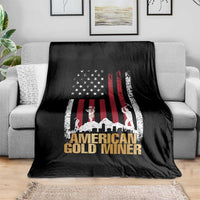 Gold Miner Patriotic American Flag Throw Blanket - Wonder Print Shop