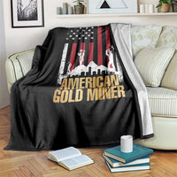 Gold Miner Patriotic American Flag Throw Blanket - Wonder Print Shop