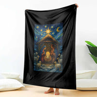 Jesus Christmas Throw Blanket Starry Night Nativity Scene Xmas - Wonder Print Shop