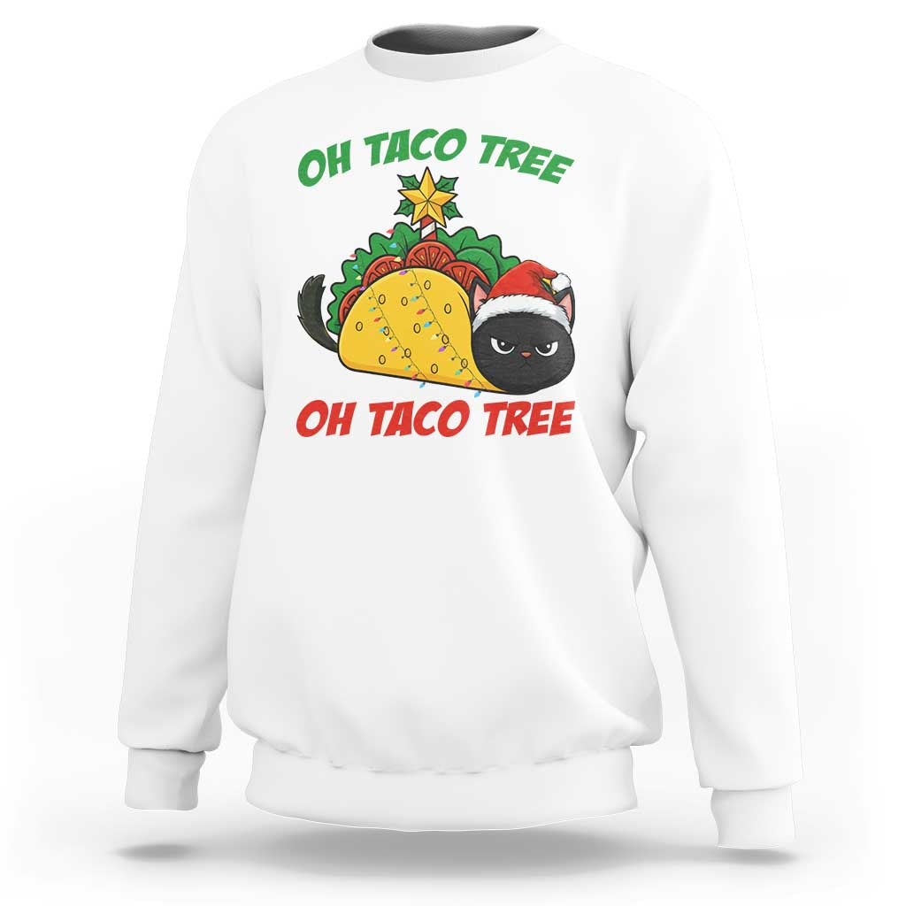 Funny Taco Cat Tree Christmas Sweatshirt - Wonder Print Shop