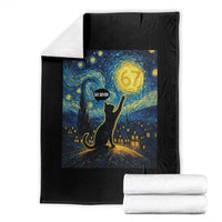 67 Cat Meme Throw Blanket Funny Six Seven Cat Starry Night Van Gogh - Wonder Print Shop